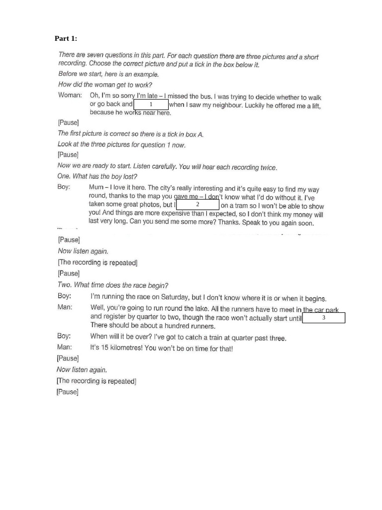 Transcript Pet 7. Test 2. Listening Part 13 | PDF
