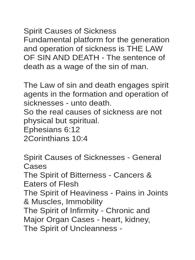 The Spirit of Sicknesses | PDF