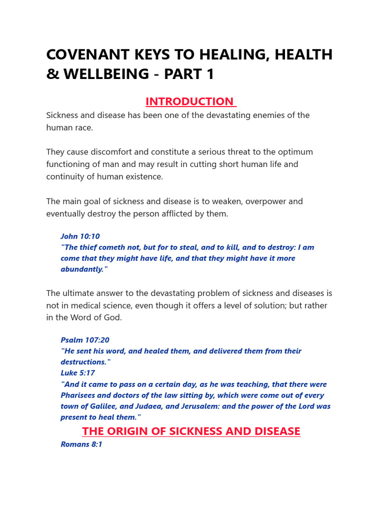 Covenant Keys to Healing & Wellbeing | PDF | Covenant (Biblical) | Jesus