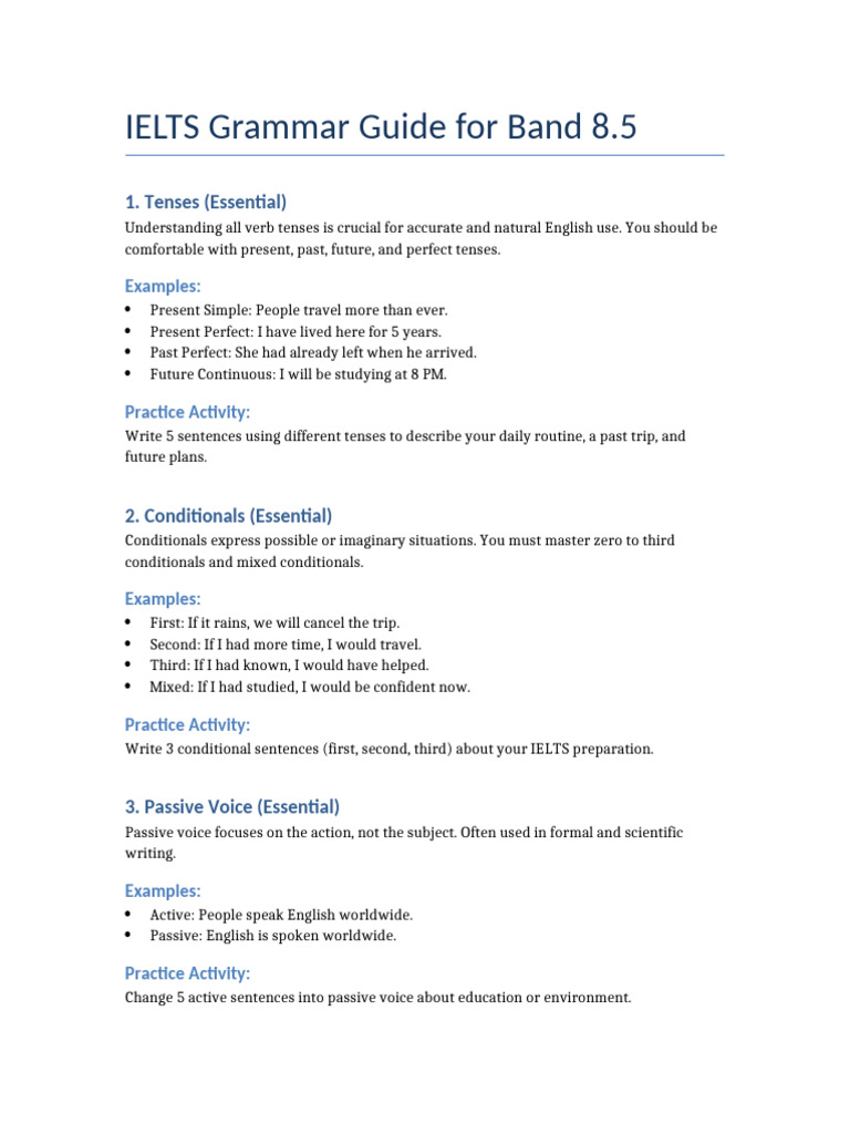 IELTS Grammar Essentials for Band 8.5 | PDF