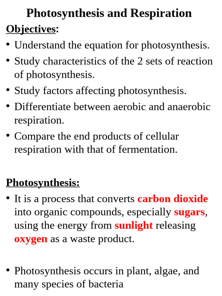 6 Photosynthesis & Respiration | PDF | Photosynthesis | Cellular ...