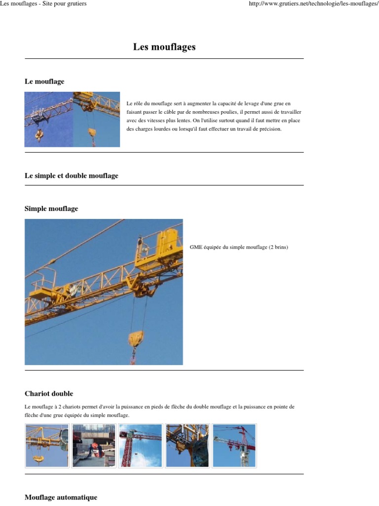 Types de mouflage pour grues | PDF