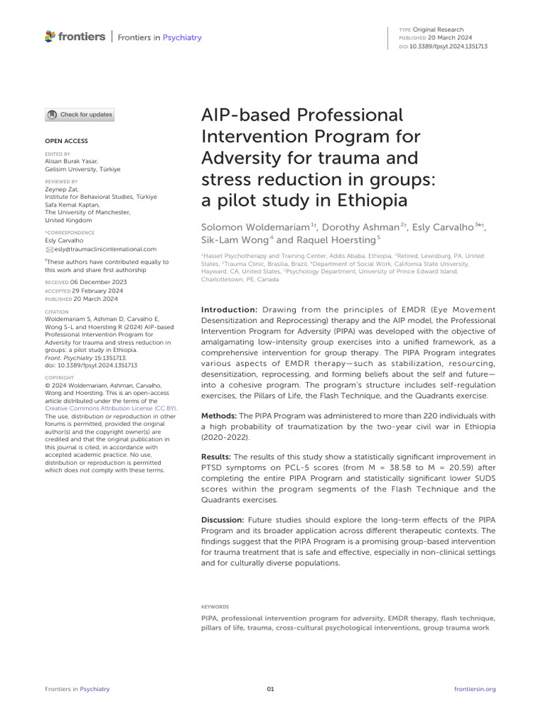 AIP-based Professional Intervention Program For Adversity For Trauma ...