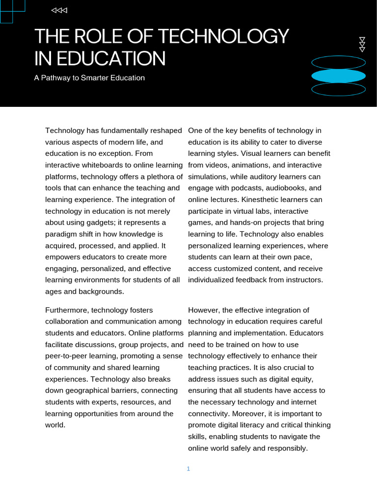 Impact of Technology on Education | PDF | Learning | Cognition