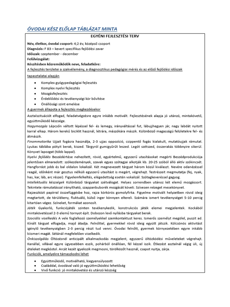 Eft - FTFF - 3. Óvodai Eft Minta | PDF
