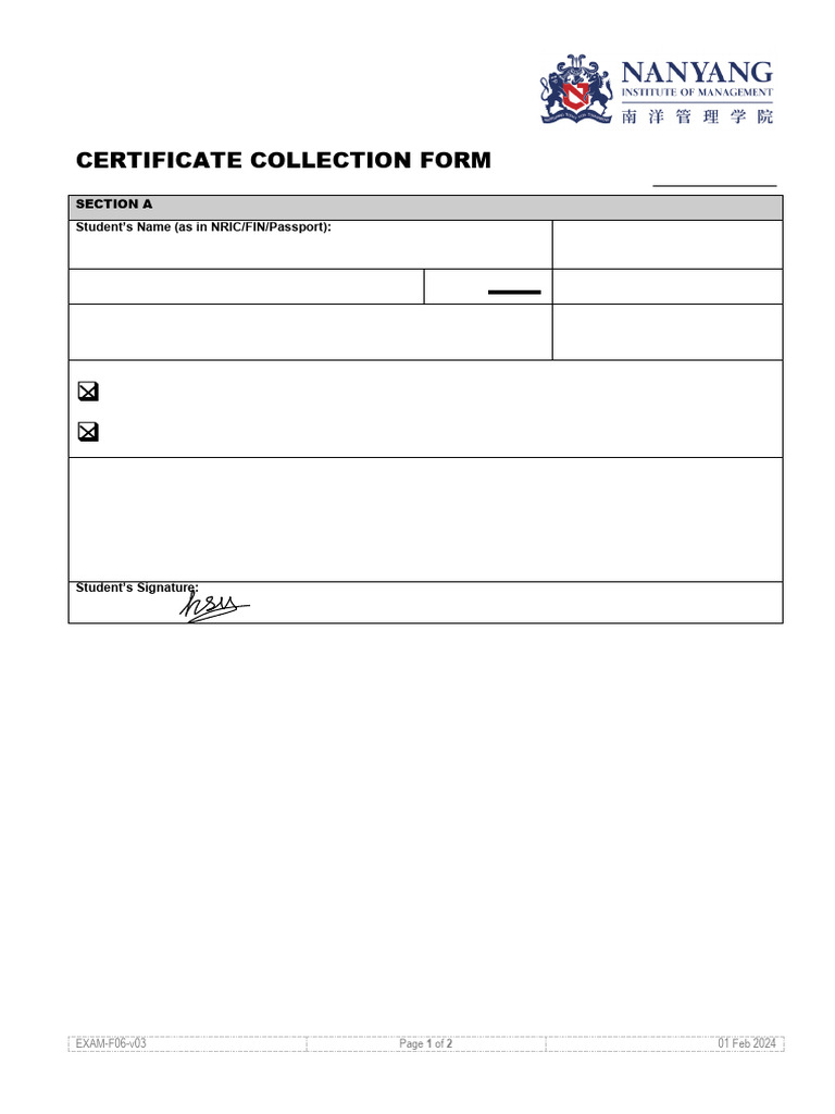 Certificate Collection Request Form | PDF | Authentication | Government ...