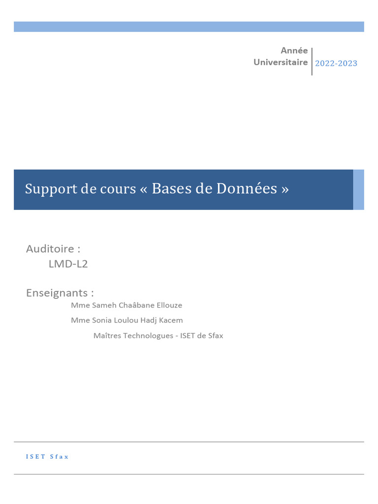 Introduction aux Bases de Données | PDF | SQL | Bases de données