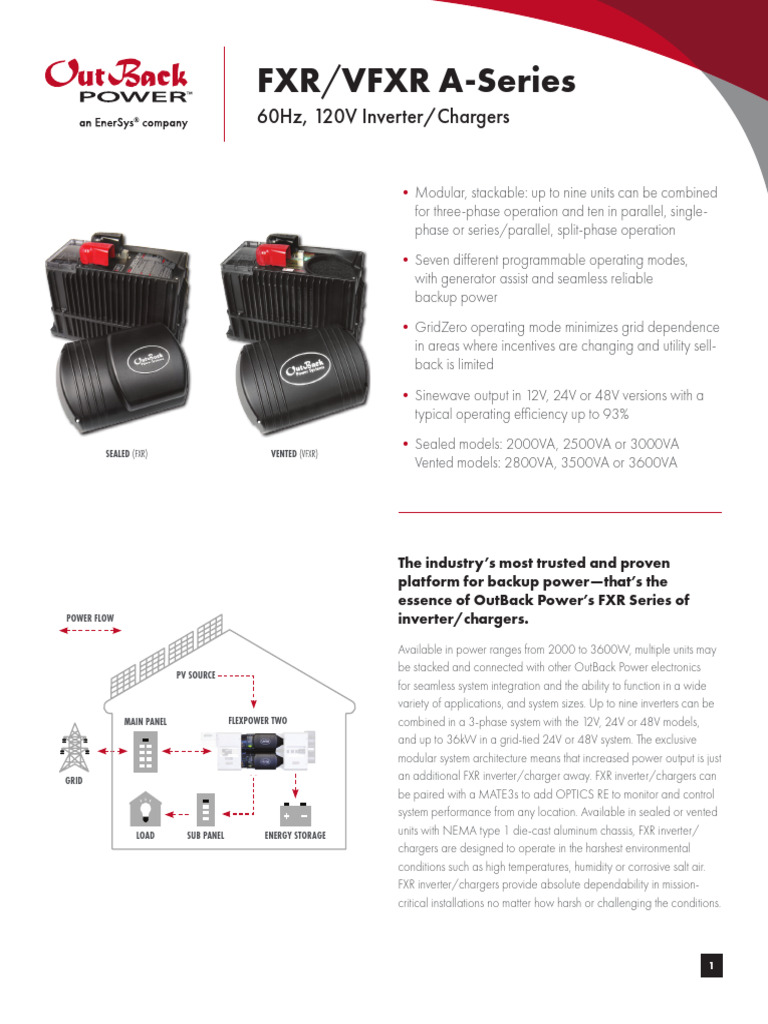 OutBack FXR Series Spec Sheet | PDF | Power Inverter | Power Engineering