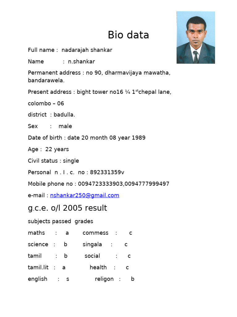 Bio Data | PDF