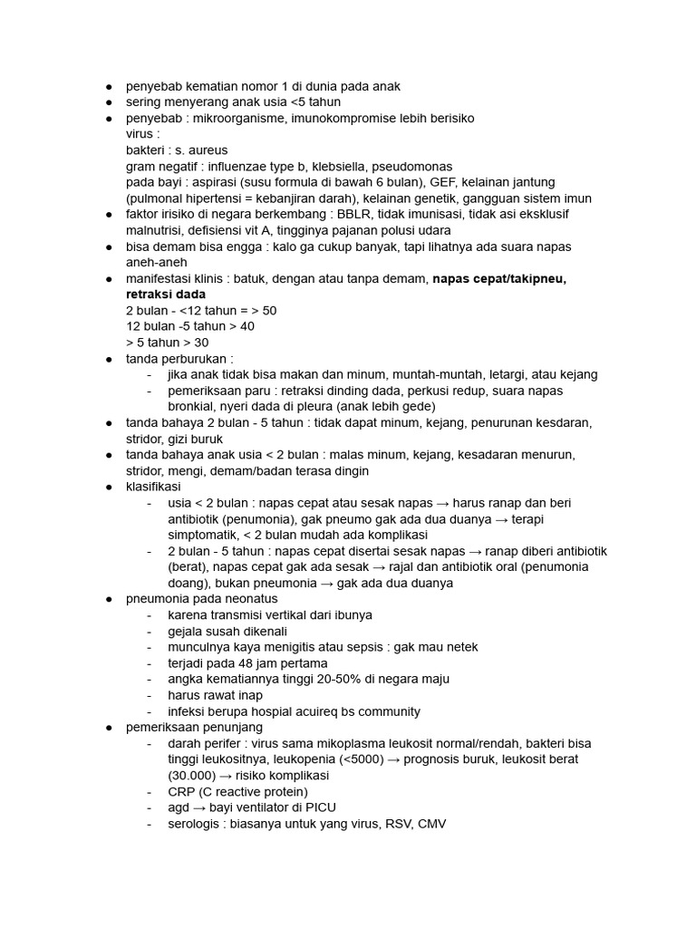 Penyebab dan Penanganan Pneumonia Anak | PDF