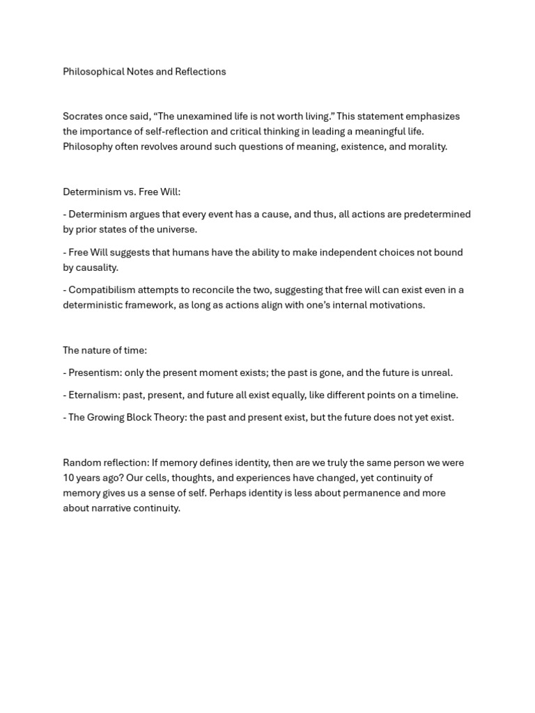 Philosophical Reflections on Existence | PDF