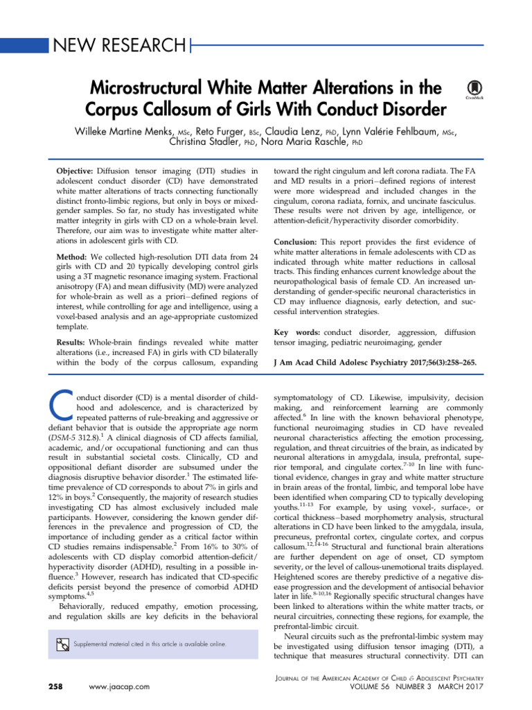 Microstructural White Matter Alterations in The Corpus Callosum of ...