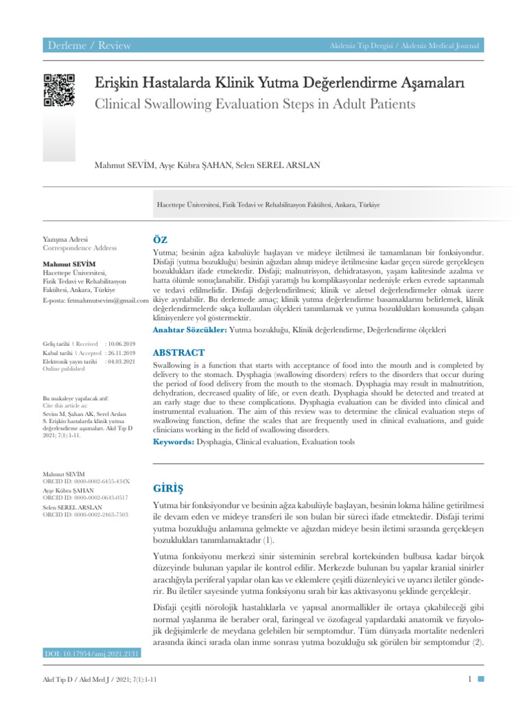 Clinical Swallowing Evaluation Steps in Adult Patients (#1047268 ...