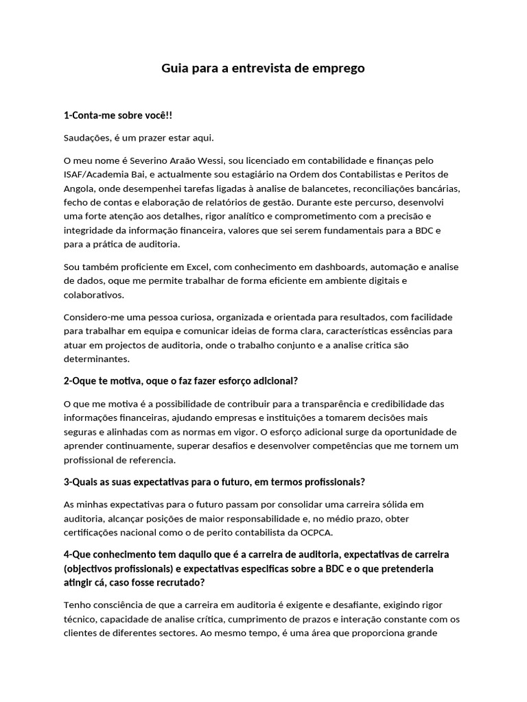 Guia para A Entrevista de Emprego | PDF | Contabilidade | Aprendizado