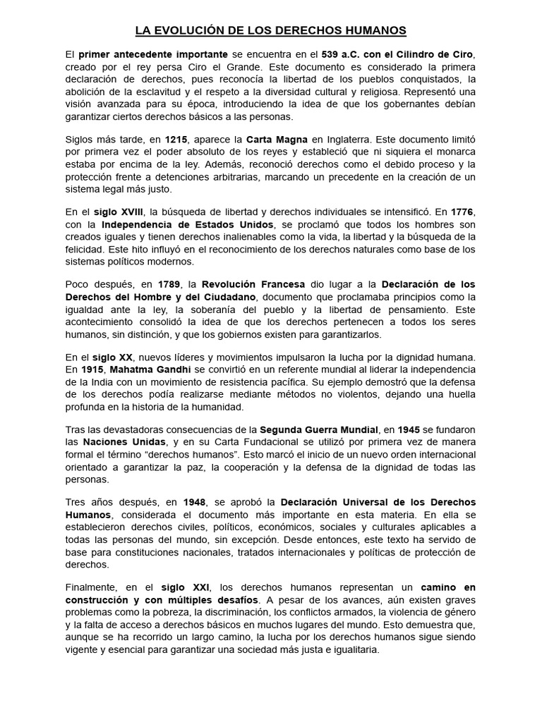 Evolución de los Derechos Humanos | PDF | Justicia | Crimen y violencia