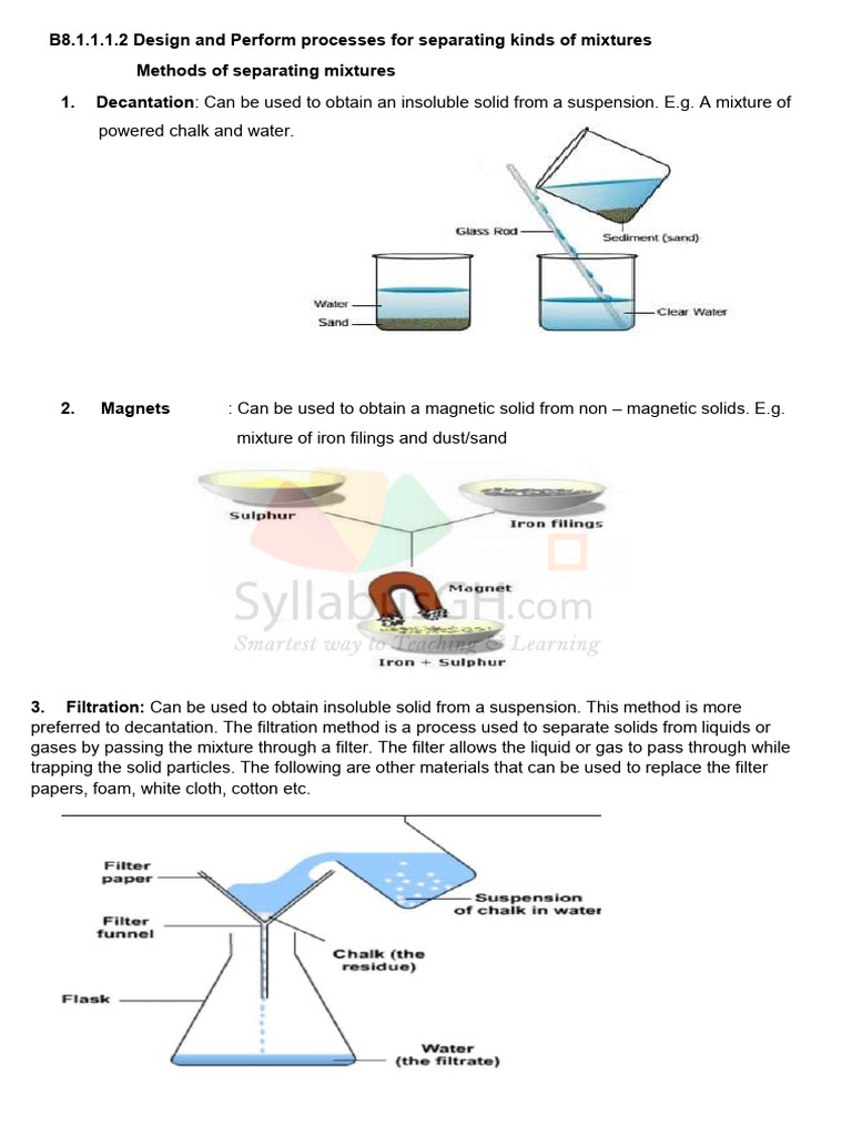 Methods for Separating Mixtures | PDF | Filtration | Mixture