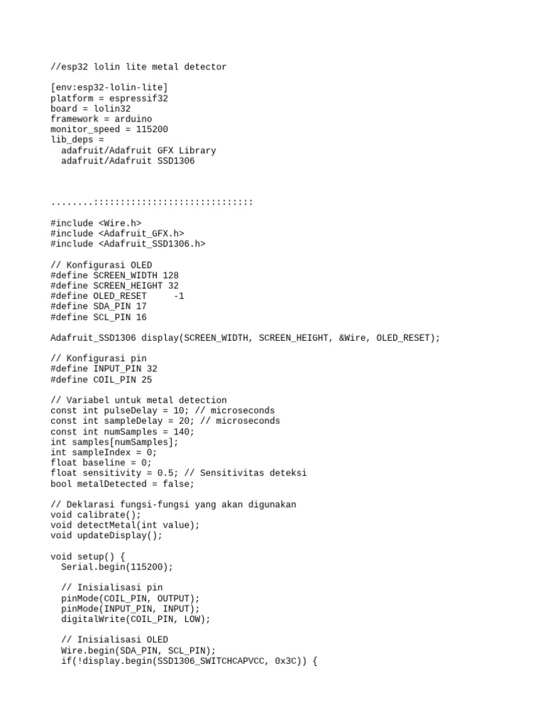 ESP32 Lolin Lite Metal Detector Code | PDF | Electronics | Computer ...