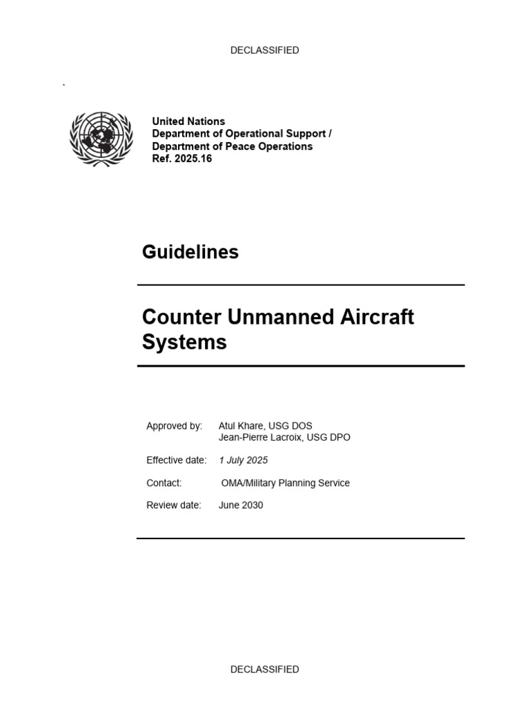 UN Guidelines for Counter UAS Operations | PDF | Unmanned Aerial ...