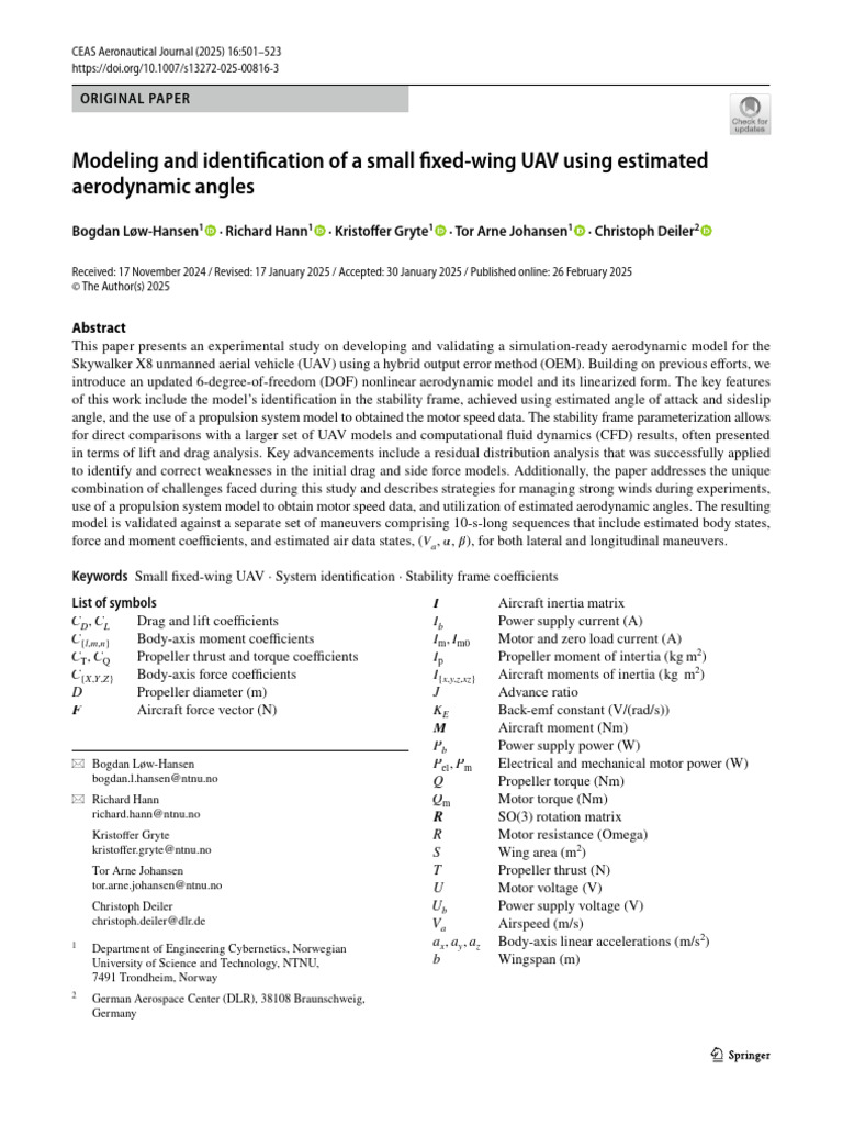 UAV Aerodynamic Model Identification | PDF | Center Of Mass | Unmanned ...