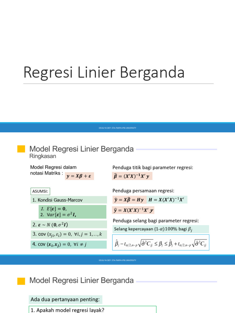 Model Regresi Linier Berganda dan Uji Hipotesis | PDF