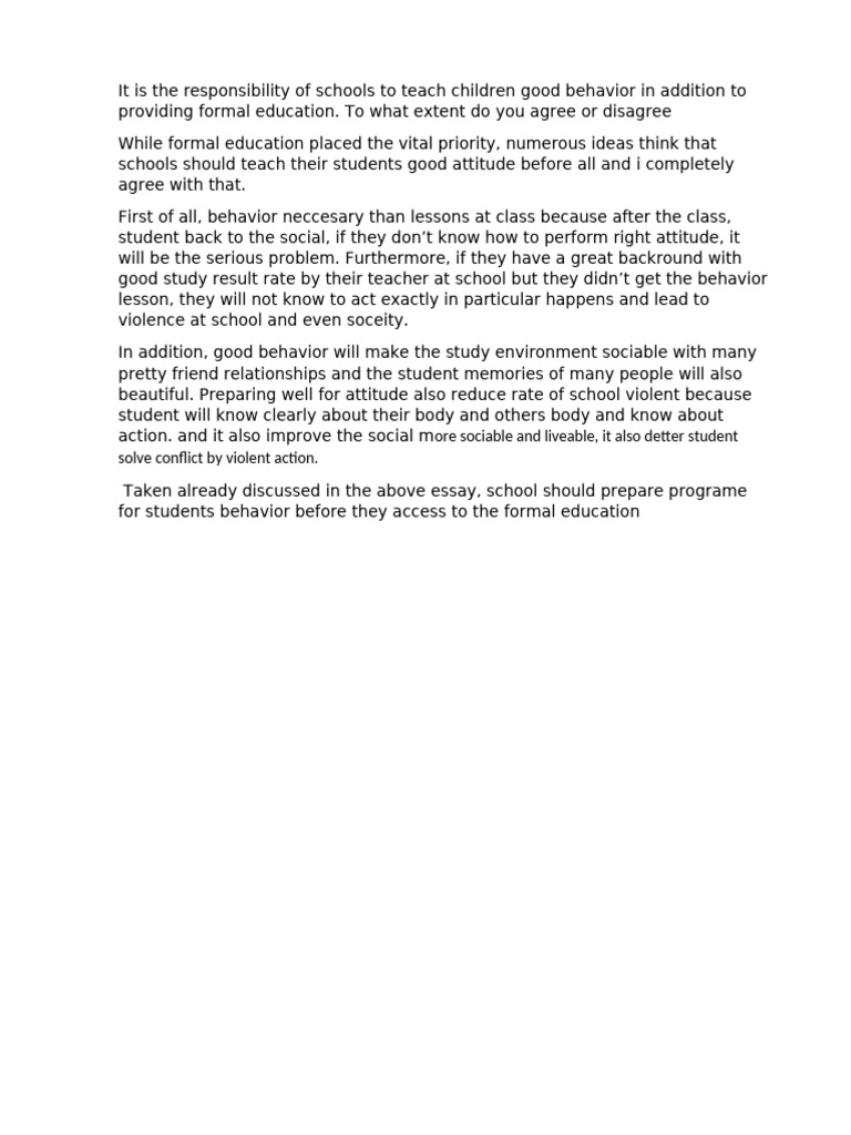 It Is The Responsibility of Schools To Teach Children Good Behavior in ...