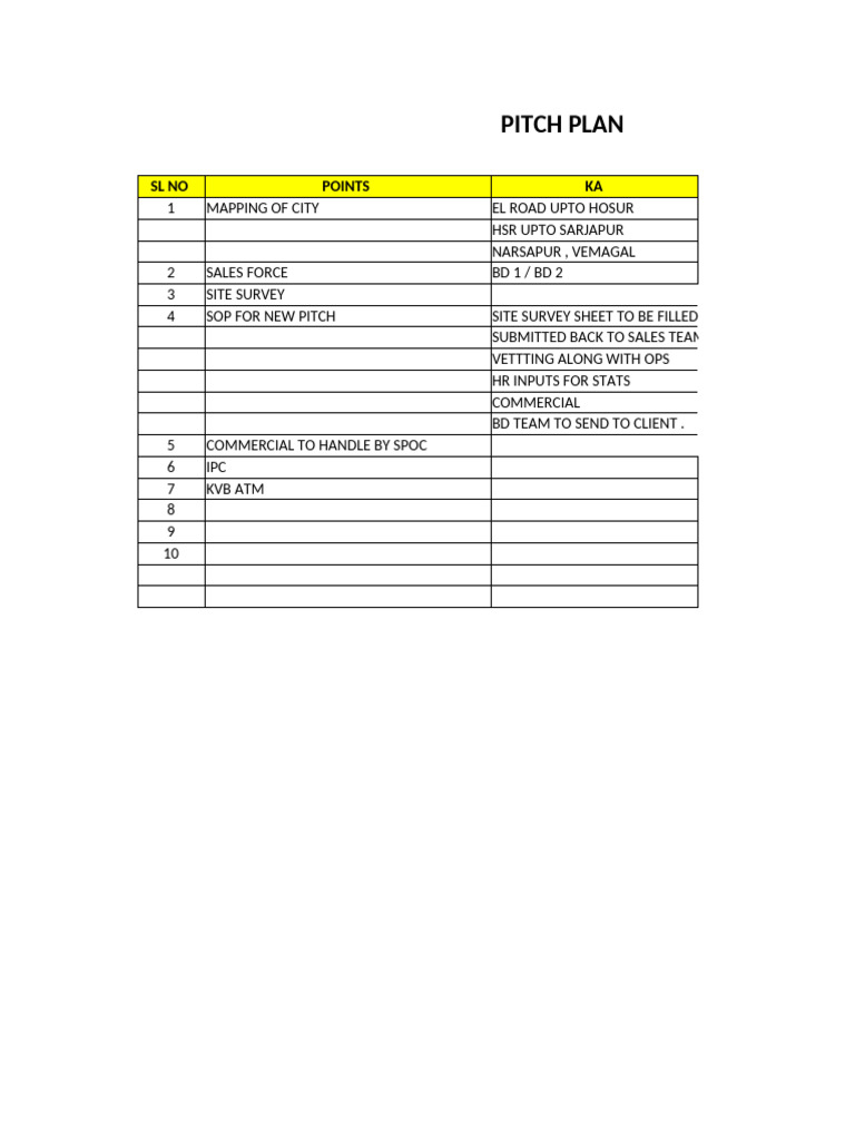 City Sales Pitch Plan Overview | PDF