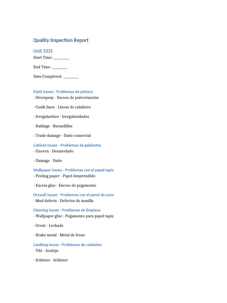 Quality Inspection Report With Date | PDF | Unión | Grabado