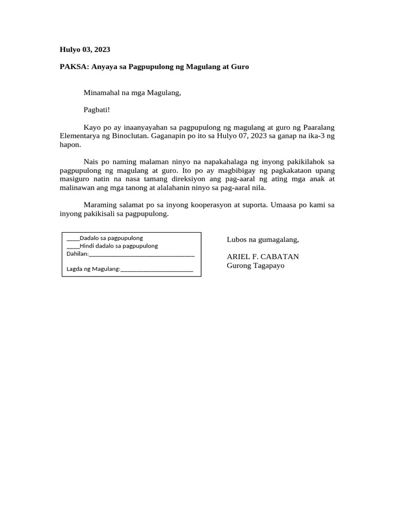 Communication Letter | PDF