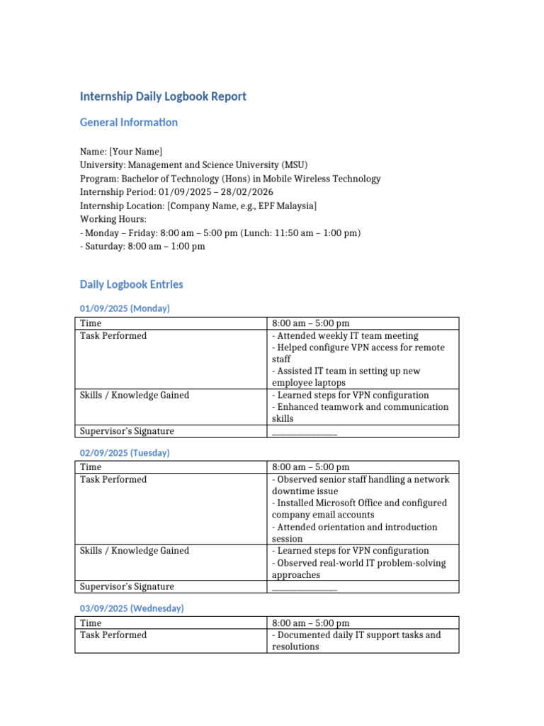 Internship Daily Logbook Report | PDF | Personal Computers | Computer ...