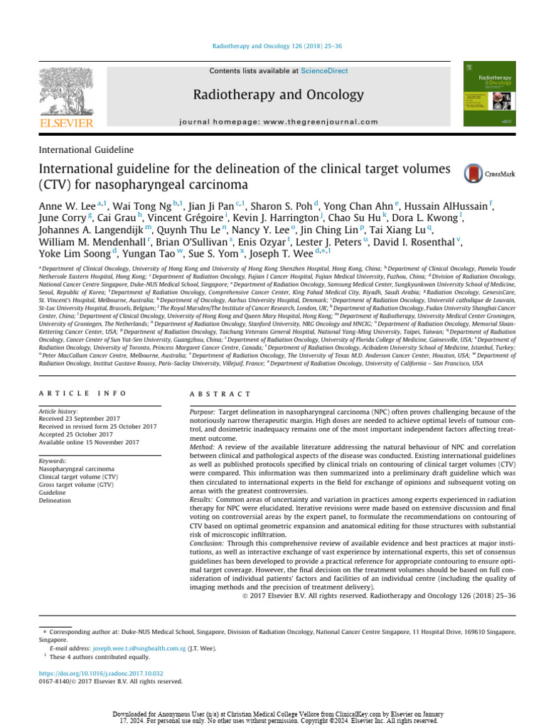 CTV Guidelines for Nasopharyngeal Carcinoma | PDF | Radiation Therapy ...