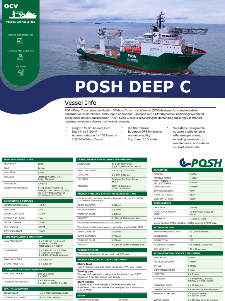 POSH Deep C Vessel Specifications | PDF | Anchor | Crane (Machine)