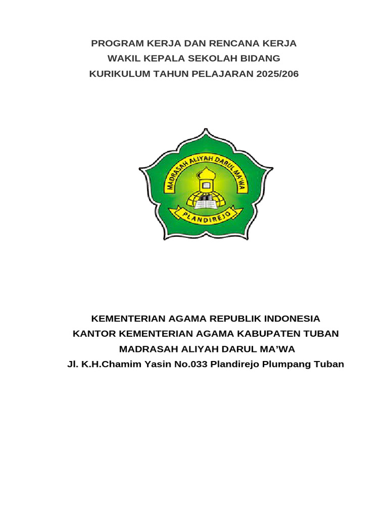 Program Kerja Waka Kurikulum 2025/2026 | PDF