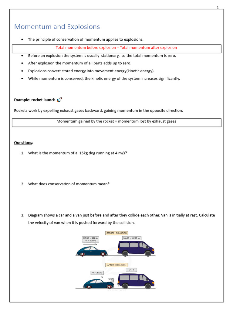 Momentum And Explosions Pdf Momentum Force