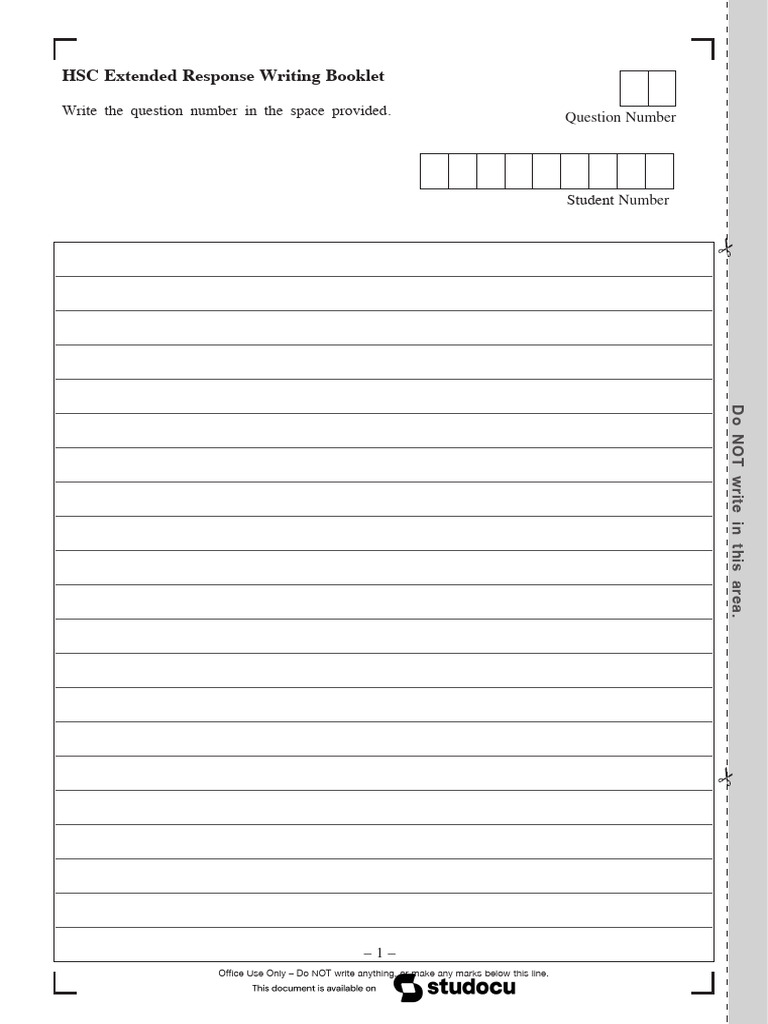 HSC Extended Response Writing Booklet | PDF
