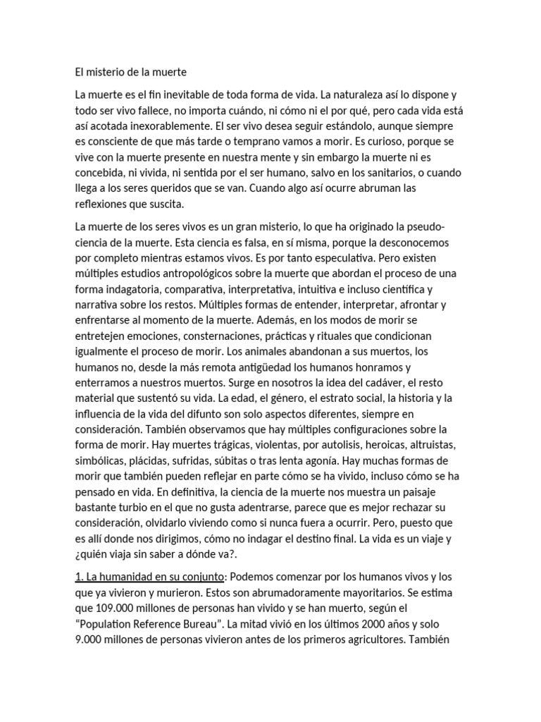 El Misterio de La Muerte | PDF | Dolor | Muerte
