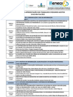 Programação de Apresentação dos Trabalhos