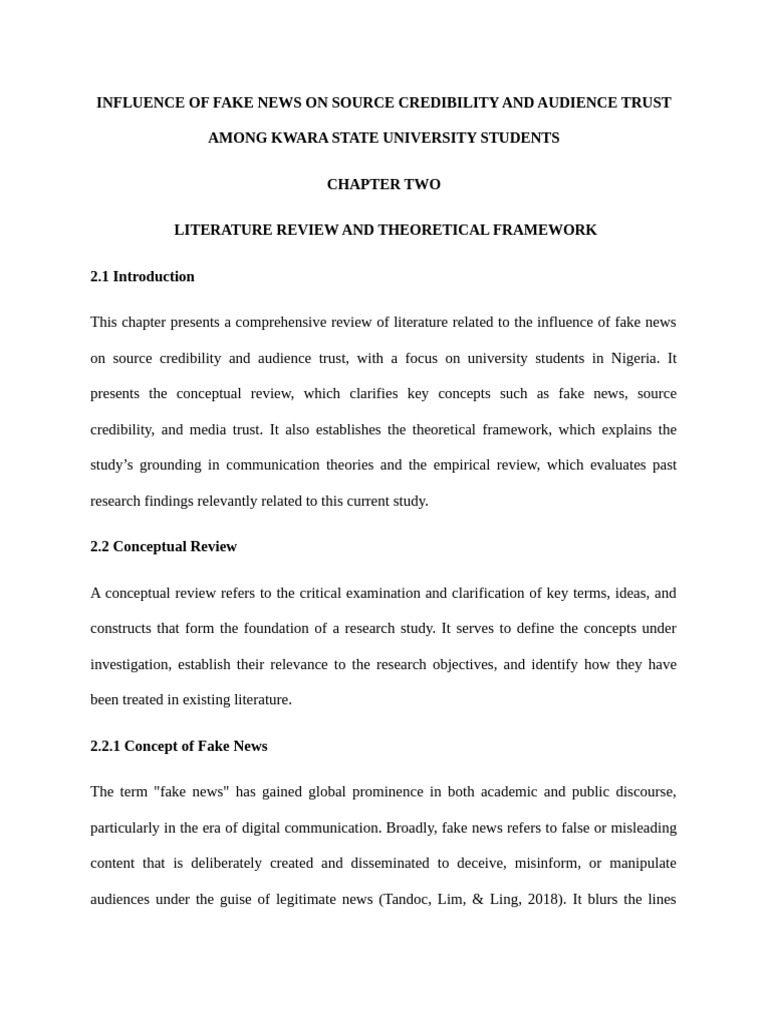 Influence of Fake News On Source Credibility and Audience Trust | PDF ...
