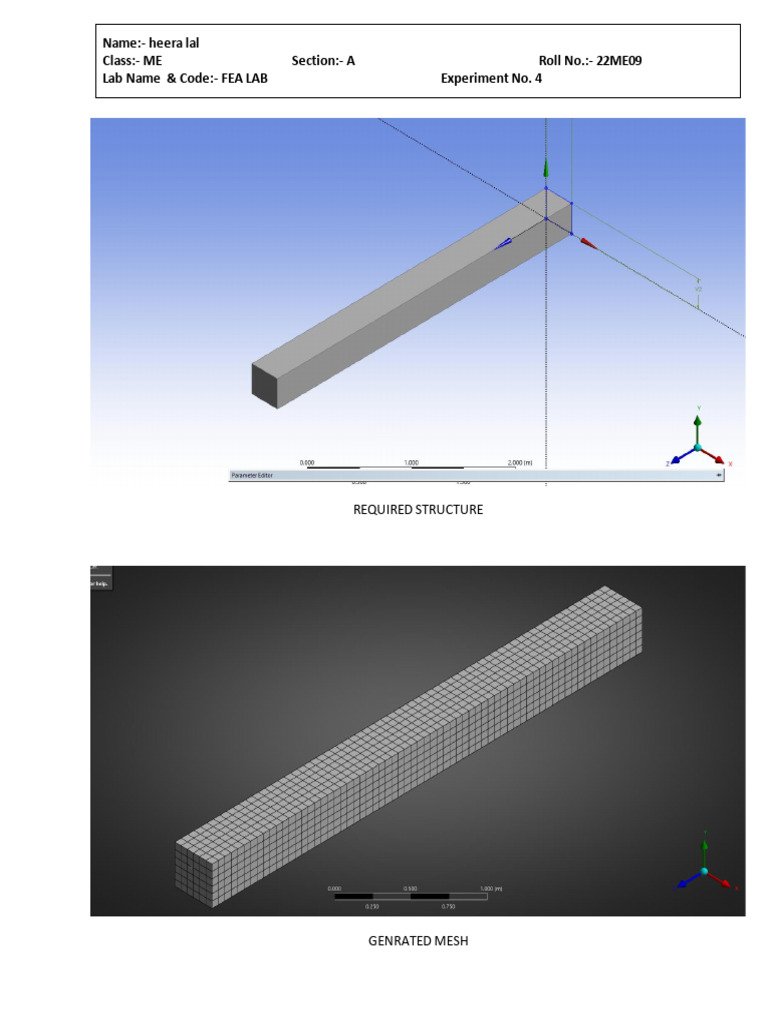 FEA Lab Experiment 4 Results Summary | PDF