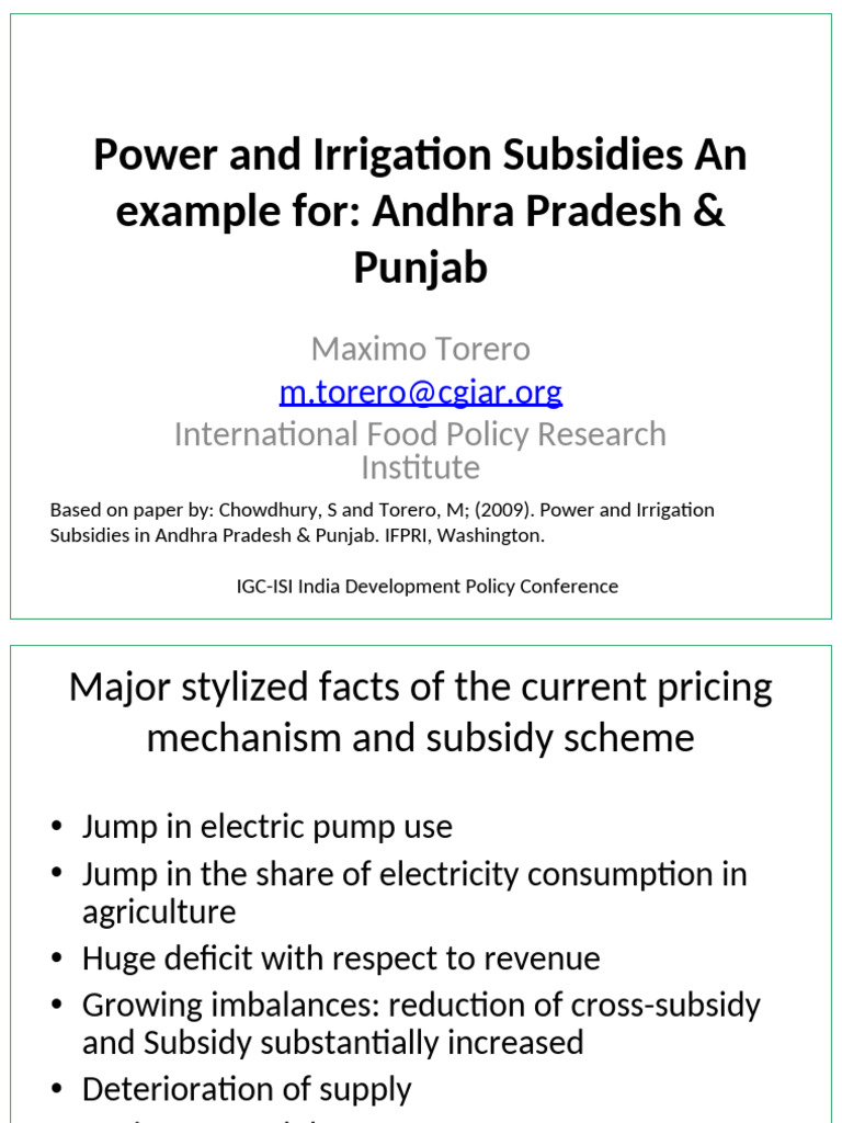 Power and Irrigation Subsidies An Example For | PDF | Subsidy ...