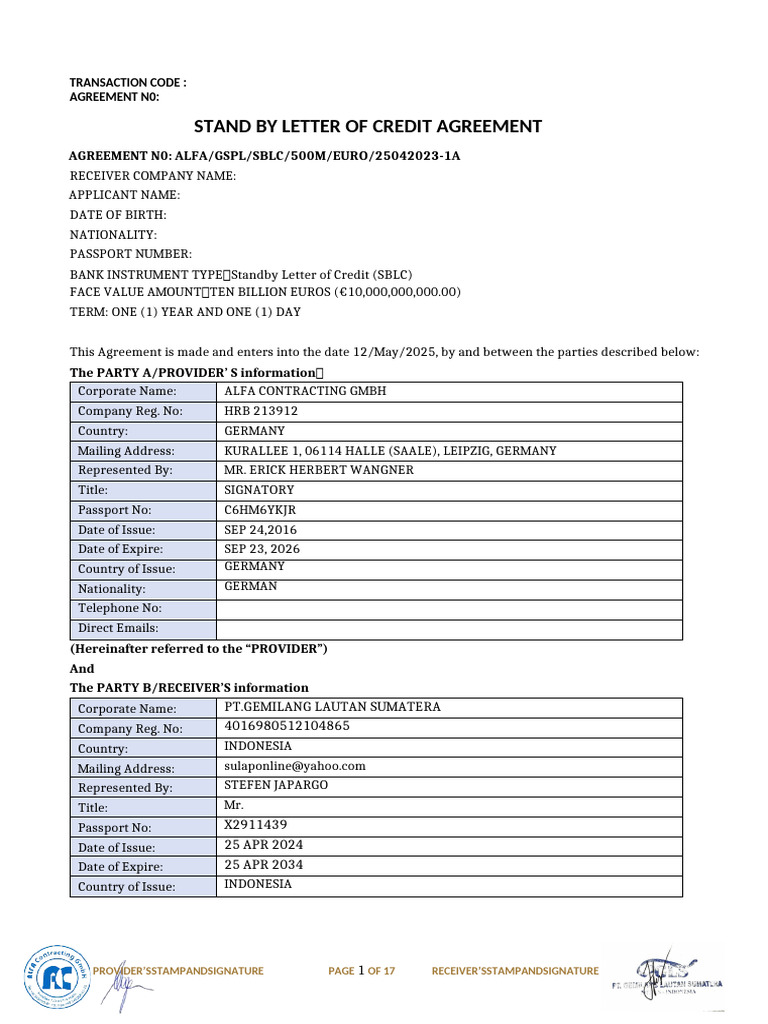 DOA SBLC 05112025 - FR by | PDF | Letter Of Credit | Banks