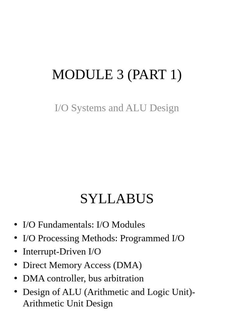 I/O Systems and ALU Design Overview | PDF | Input/Output | Central ...