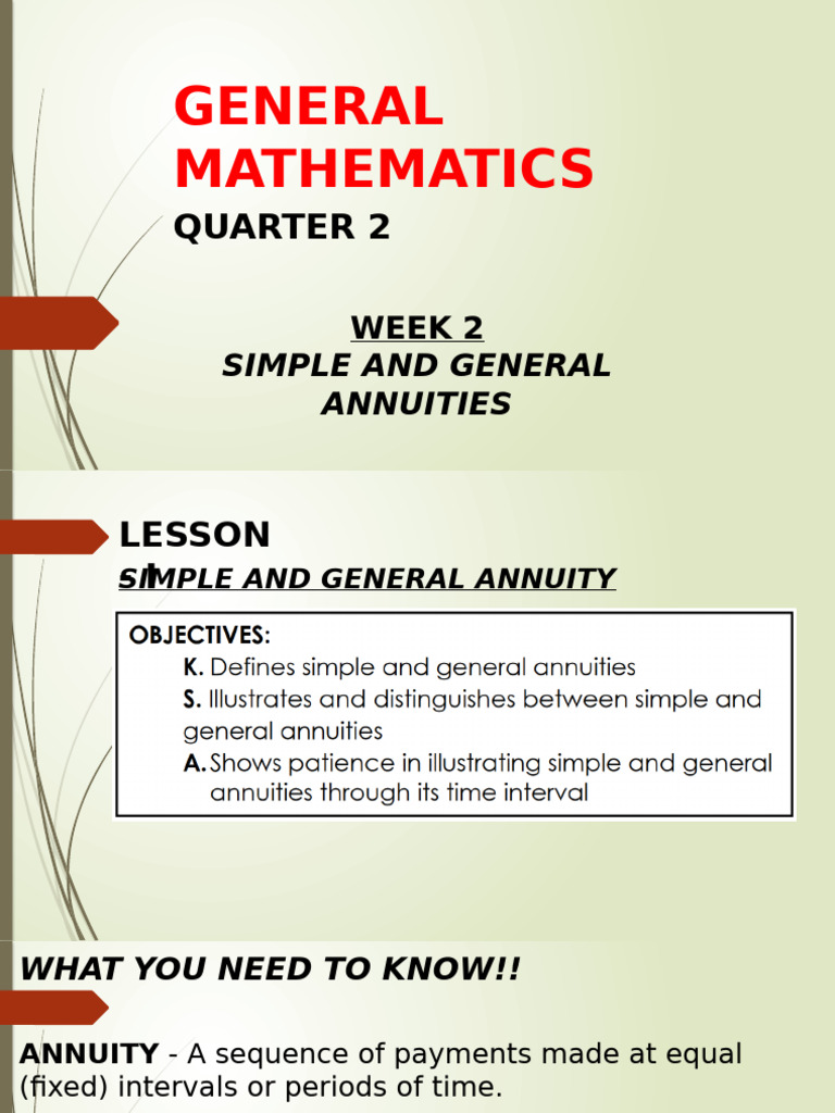 Week 2 Simple and General Annuities | PDF