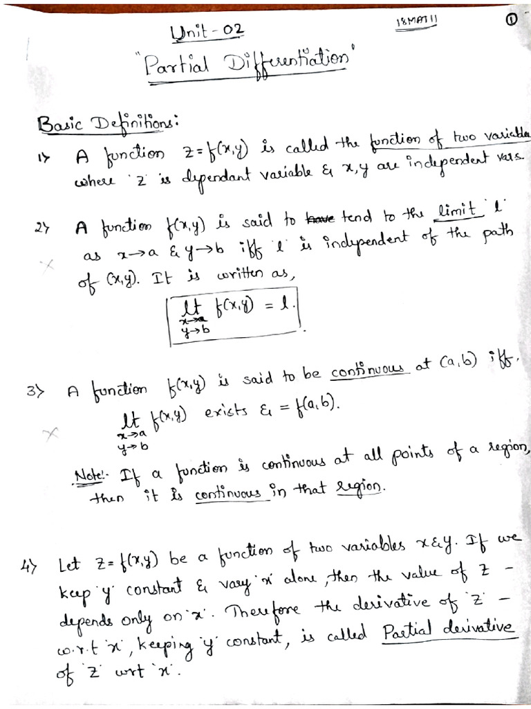 (BE) Unit 2 Partial Differentiation | PDF