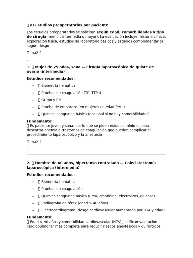 Estudios Preoperatorios y Checklist Quirúrgico | PDF | Hipertensión ...