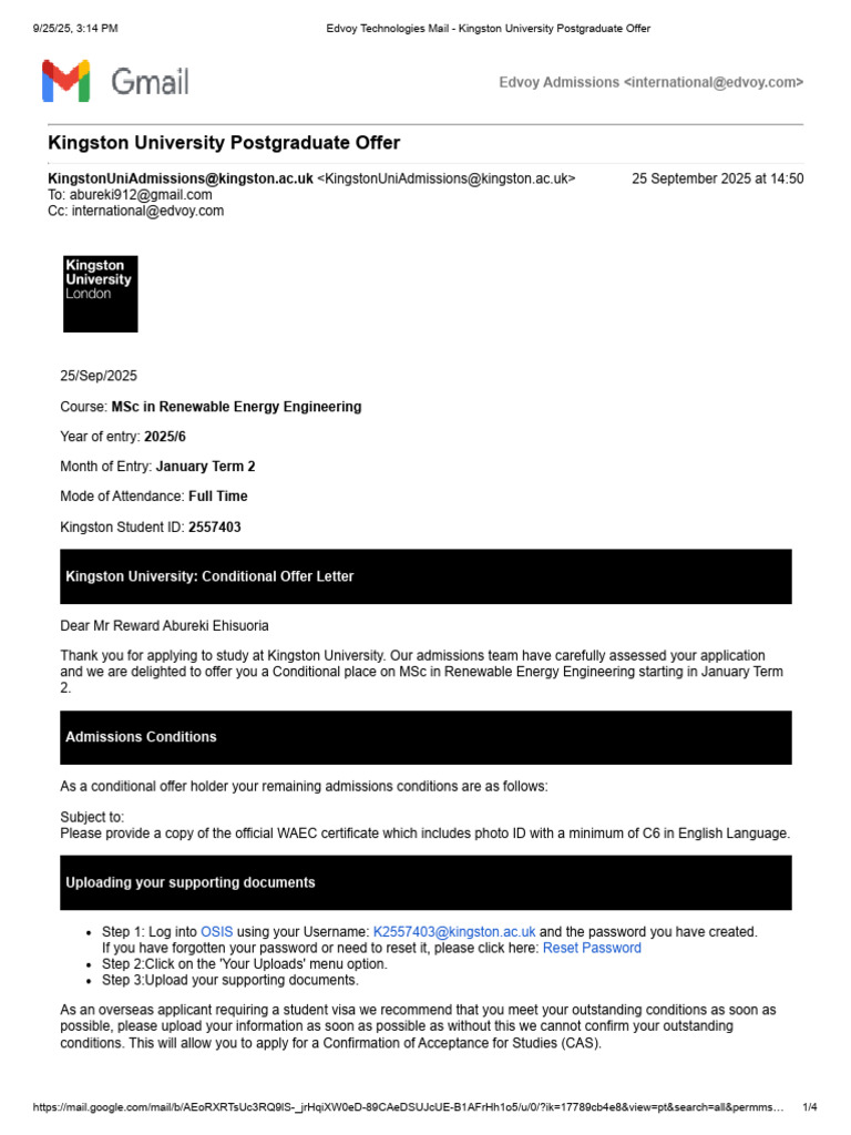 Kingston University MSc Renewable Energy Offer | PDF | Postgraduate ...