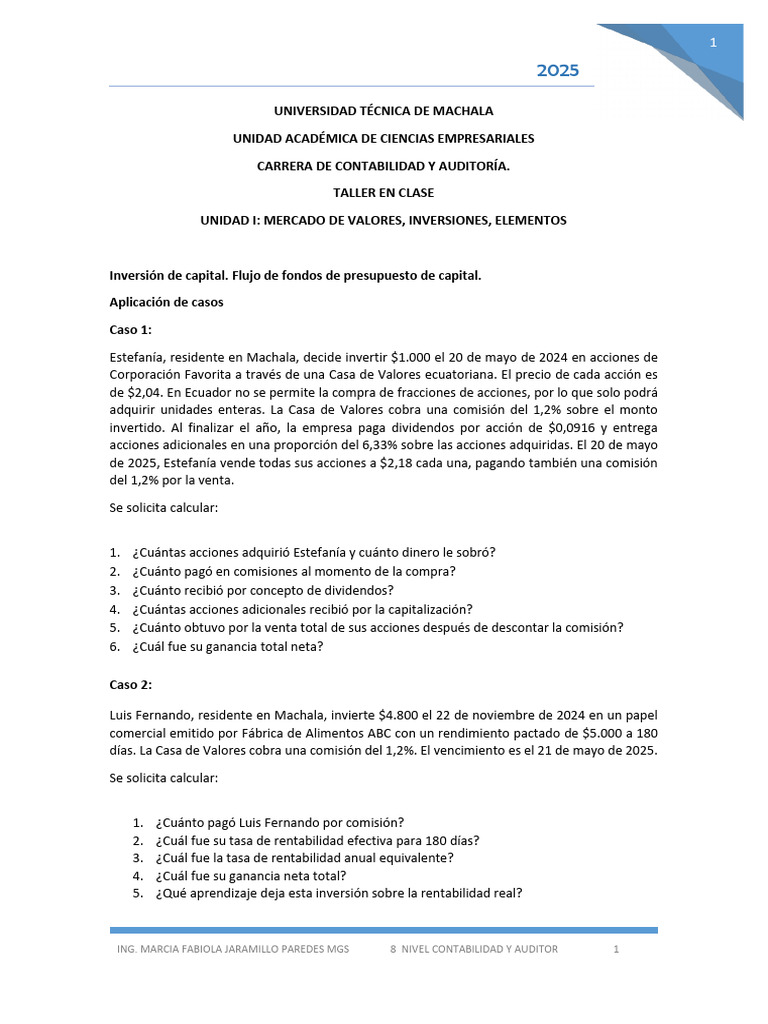 Finanzas Corporativas: Casos de Inversión | PDF | Compartir (Finanzas ...