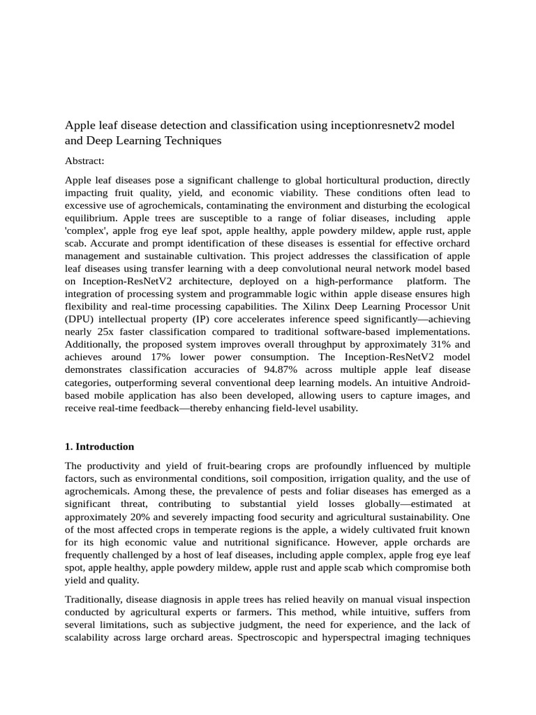 Apple Leaf Disease Detection with Deep Learning | PDF | Deep Learning ...