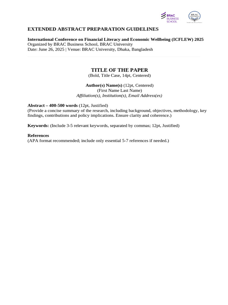 Guidelines Extended Abstract ICFLEW2025 | PDF
