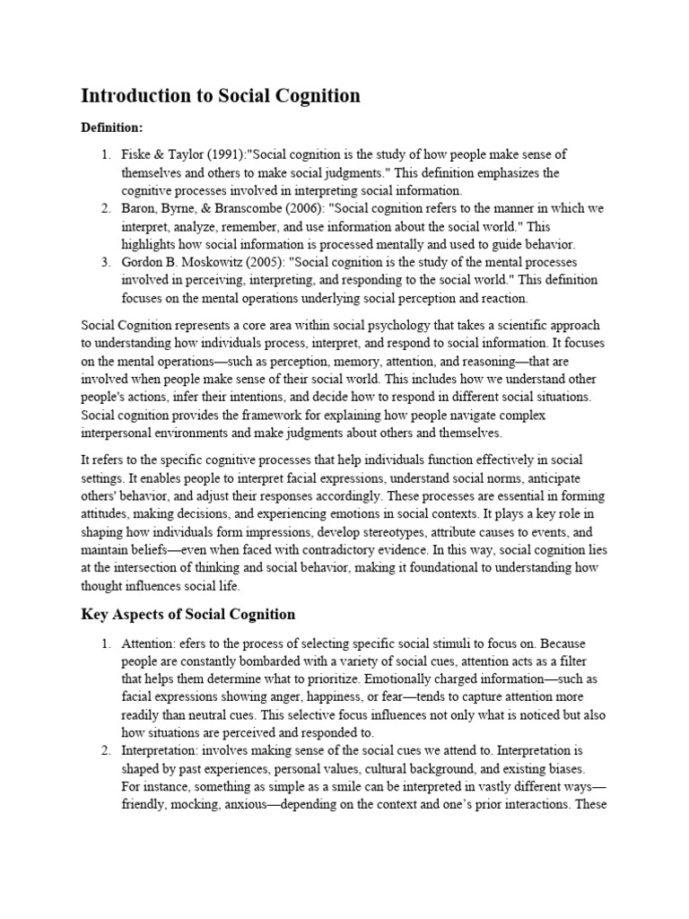 Understanding Social Cognition Basics | PDF | Cognition | Stereotypes