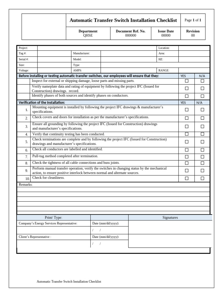 Automatic Transfer Switch Installation Guide | PDF | Switch ...
